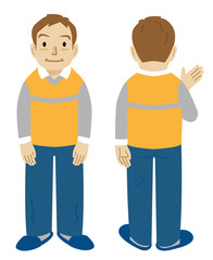 男性　全身　前と後　出迎え