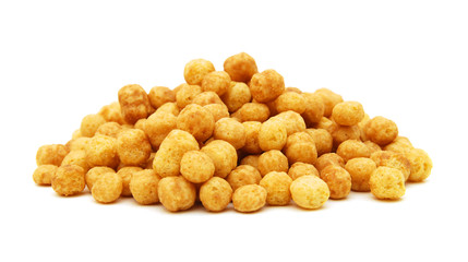 Sweeteted crunchy corn cereal made with real peanut butter on white