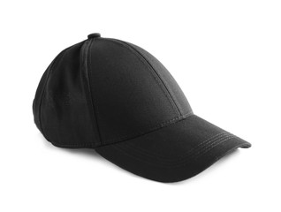 Black cap on white background. Mockup for design