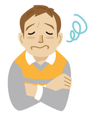 男性　腕組み　上半身　とても困った