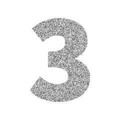 Silver glitter alphabet number 3