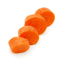 Slice carrot on white background