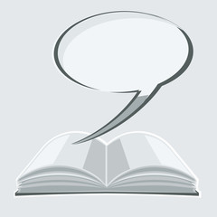 Open book and speech bubble
