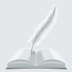Open book and feather