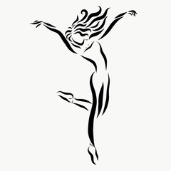 Young sporty slender woman in motion