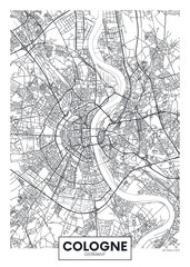 Fototapeta na wymiar Detailed vector poster city map Cologne