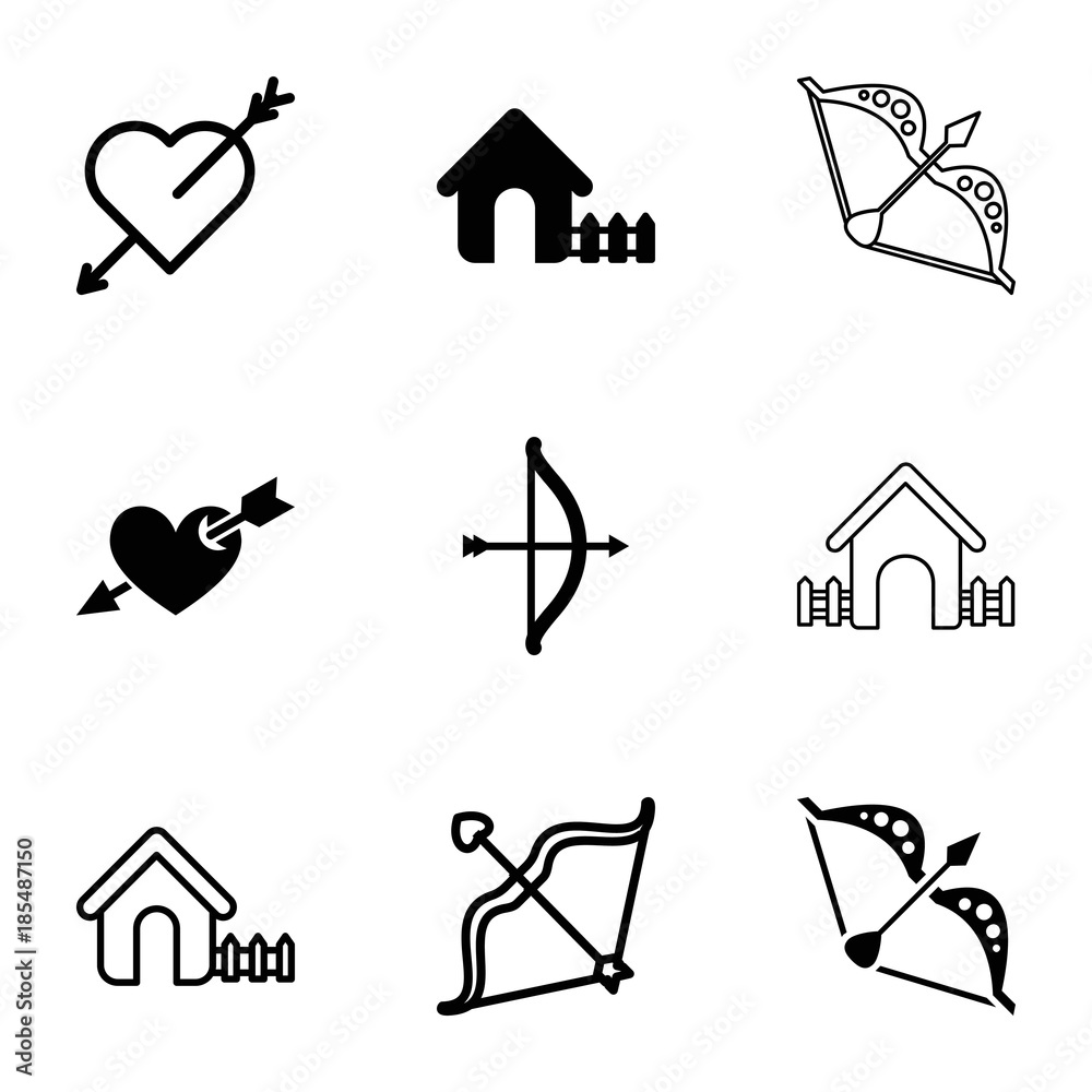 Poster Cupid icons. set of 9 editable filled and outline cupid icons