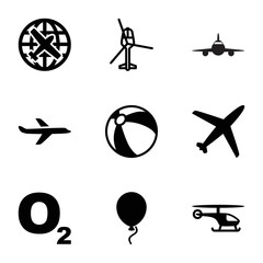 Air icons. set of 9 editable filled and outline air icons