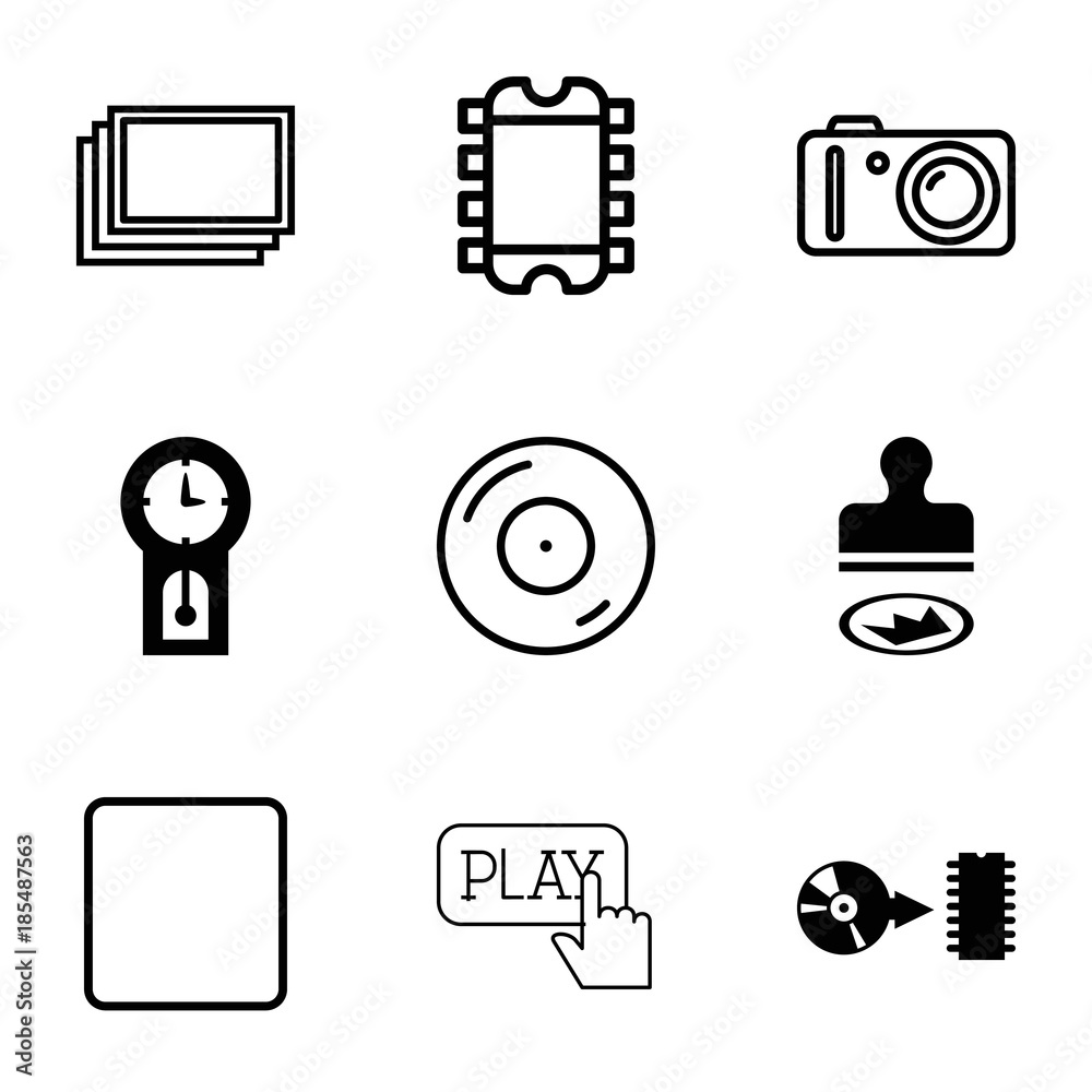 Poster digital icons. set of 9 editable filled and outline digital icons