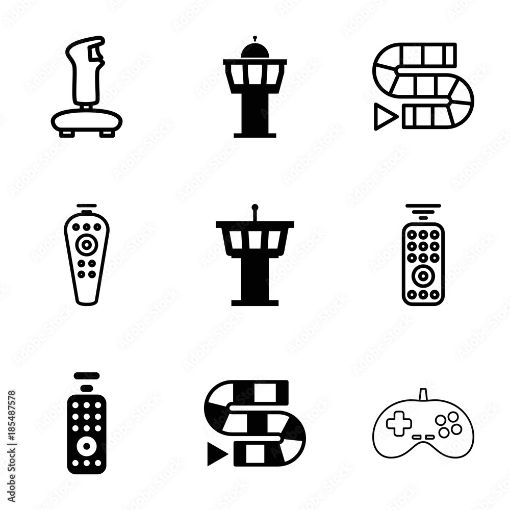 Aufkleber Controller icons. set of 9 editable filled and outline controller icons