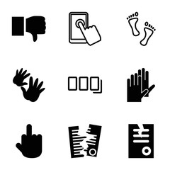 Finger icons. set of 9 editable filled and outline finger icons