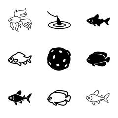 Fishing icons. set of 9 editable filled and outline fishing icons