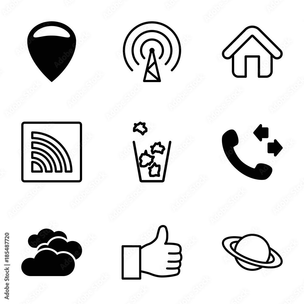 Poster internet icons. set of 9 editable filled and outline internet icons