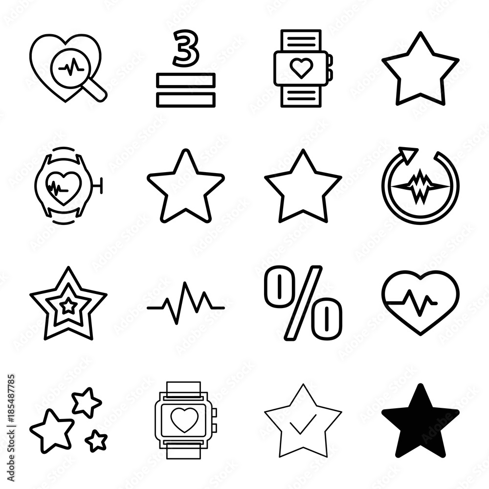 Poster rate icons. set of 16 editable outline rate icons