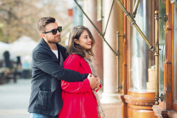 Young couple shopping in the city