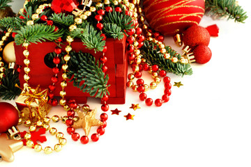 Red and golden festive christmas decorations