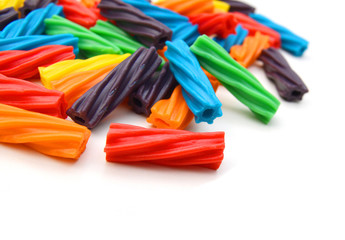 Bright colorful Licorice Candy shaped like a twisted rope