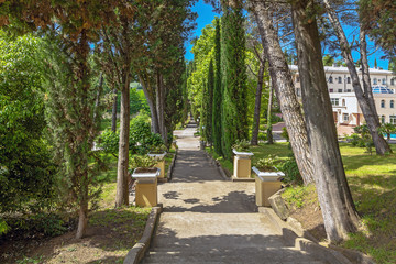 SOCHI, RUSSIA-JUNE 5, 2014: Green Square in the sanatorium of Dzerzhinsky