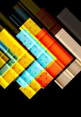 Colorful triangles and arrows on dark background