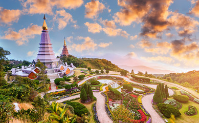Landscape pagoda in doi Inthanon national park in chiang mai Thailand