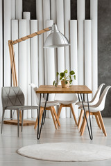 Designer dining room with lamp
