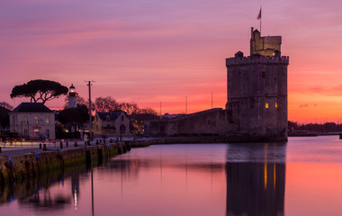 La Rochelle - Harbor by night with beautiful sunset