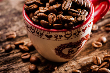 Fresh-ground coffee beans
