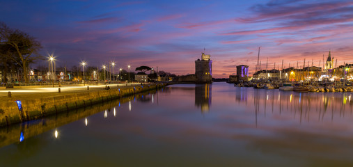 La Rochelle - Harbor by night with beautiful sunset