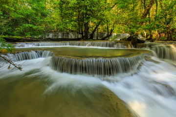 Huai-mae-kha-min waterfall, Beautiful waterwall in nationalpark of Kanchanaburi province, ThaiLand.