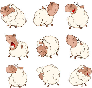 Set of  Cartoon Illustration Sheep for you Design