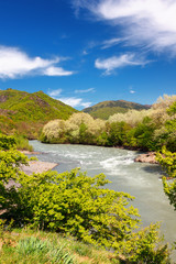 Fototapeta premium Kutaisi. Rioni River. View from Barakoni church