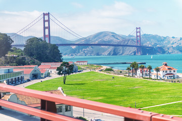 Beautiful view of San Francisco Golden Gate Bridge and city coastline