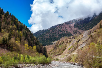 Kutaisi. Rioni River. Military road, Racha, Lower Svaneti, Georgia
