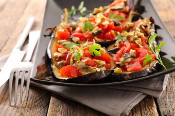 baked aubergine with vegetable
