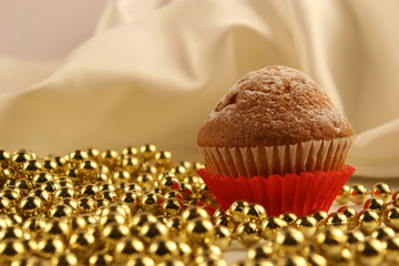 Christmas cupcakes, beautiful holiday background. Selective focus