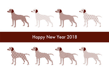 2018年戌年の年賀状イラスト: 和柄の犬のシルエット 