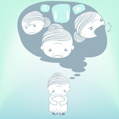 Character design concept of elderly falls : depress or vary emotion