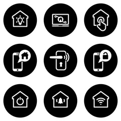 Set of simple icons on a theme Smart House, vector, design, collection, flat, sign, symbol,element, object, illustration, isolated. White background