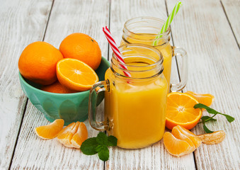 Jar with orange juice