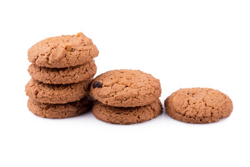 Chocolate cookies isolated on a white background