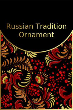 carrd with russian traditional ornament in stile khokhloma