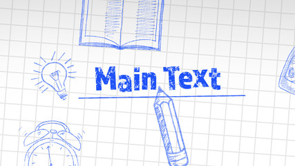 Grid Paper with Handrawn School Elements