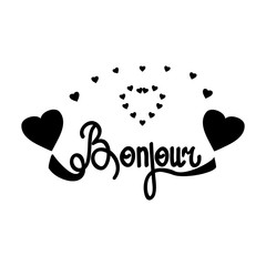 Lettering bonjour and heart t shirt © ya_nataliia