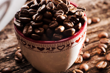 Fresh-ground coffee beans