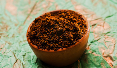 Fresh-ground coffee beans