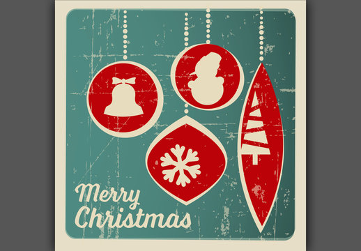Retro Offset Ornaments Holiday Card