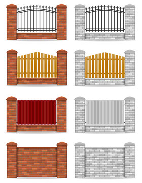 brick fence vector illustration