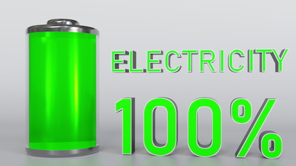 Electricity indicator goes to maximum, conceptual 3D rendering