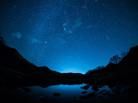 冬の天の川とふたご座流星群