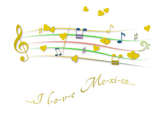 Musical score colored I love Mexico